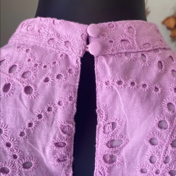 TCEC Lavender Pink Hue Eyelet Dress with Ruffled Sleeves - Picture 11 of 14